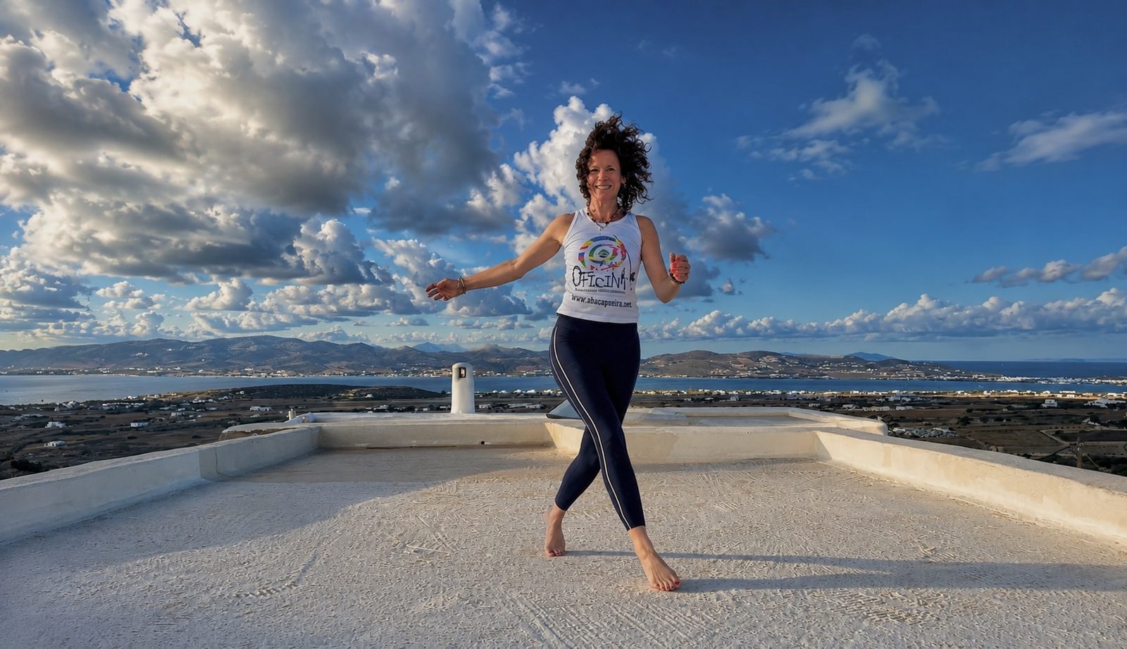 Movement on the rooftop terrace above the Aegean, Paros
